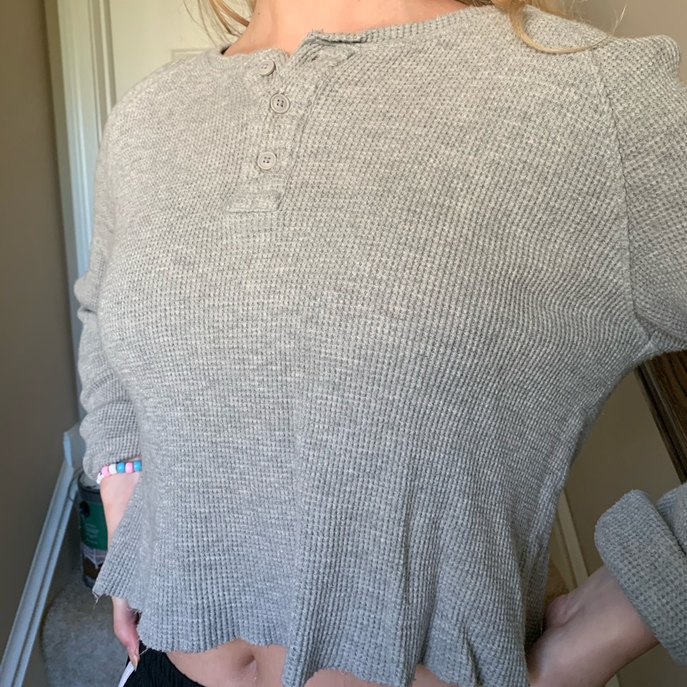 Long Sleeve Cropped Button Up